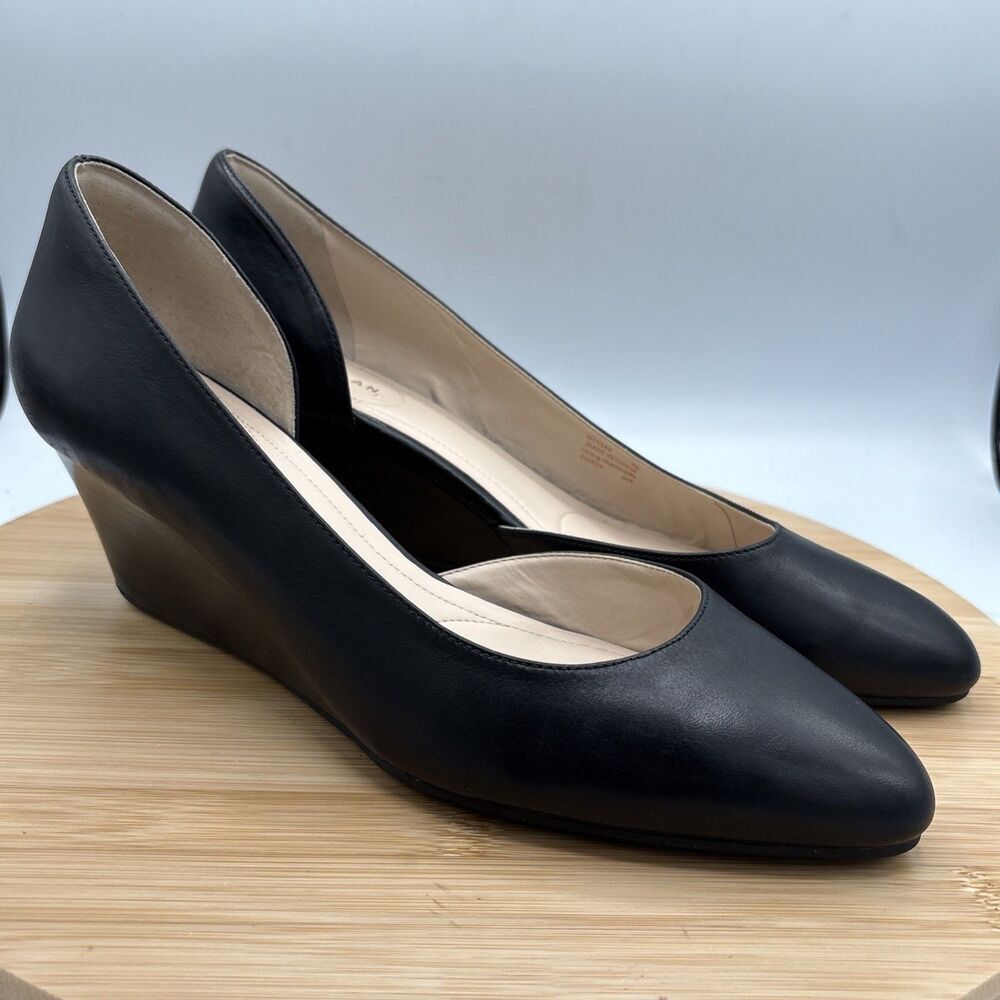 Cole Haan Edith Grand OS D’Orsay Wedge Pumps Womens 9B Black Leather Career